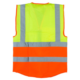 Warnschutz Weste 2-farbig, gelb / orange, mit Reisverschlu&szlig; &amp; vielen Taschen, Warnschutzklasse 2 - TOP